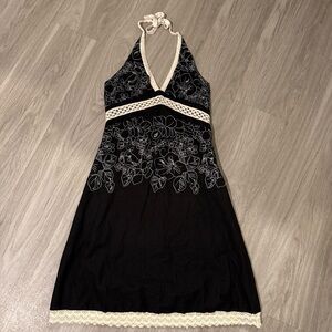 Romy Black and Cream Floral Midi Dress